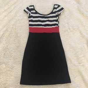 Black, White, and Red Mini Dress